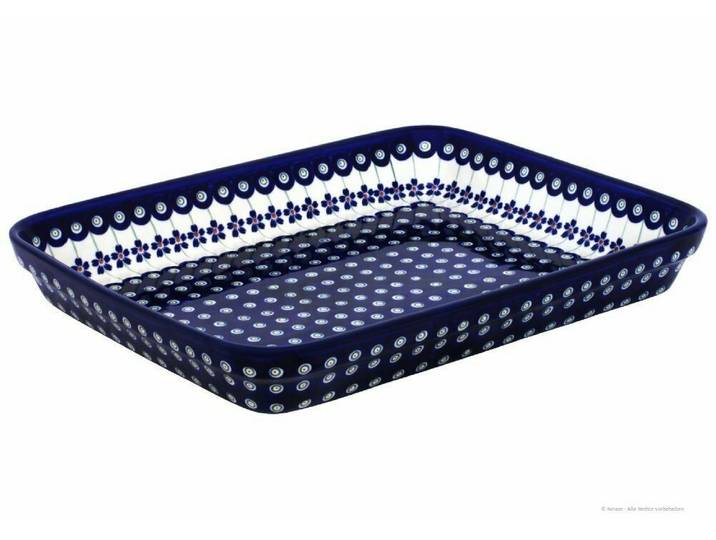 Bunzlauer Keramik Auflaufform Bunzlauer Keramik 2,2L Auflaufform groß eckig 26x33,3x5,5cm Dekor 166a, Keramik