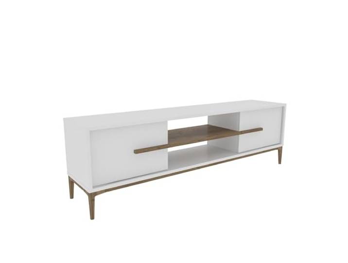 Moderner TV-Ständer, Weiß & Walnuss, 120 cm x 43,6 cm x 29,6 cm 100% melaminbeschichtete Spanplatte, 18 mm stark Skandinavisches Design für stilvolle Wohnzimmer