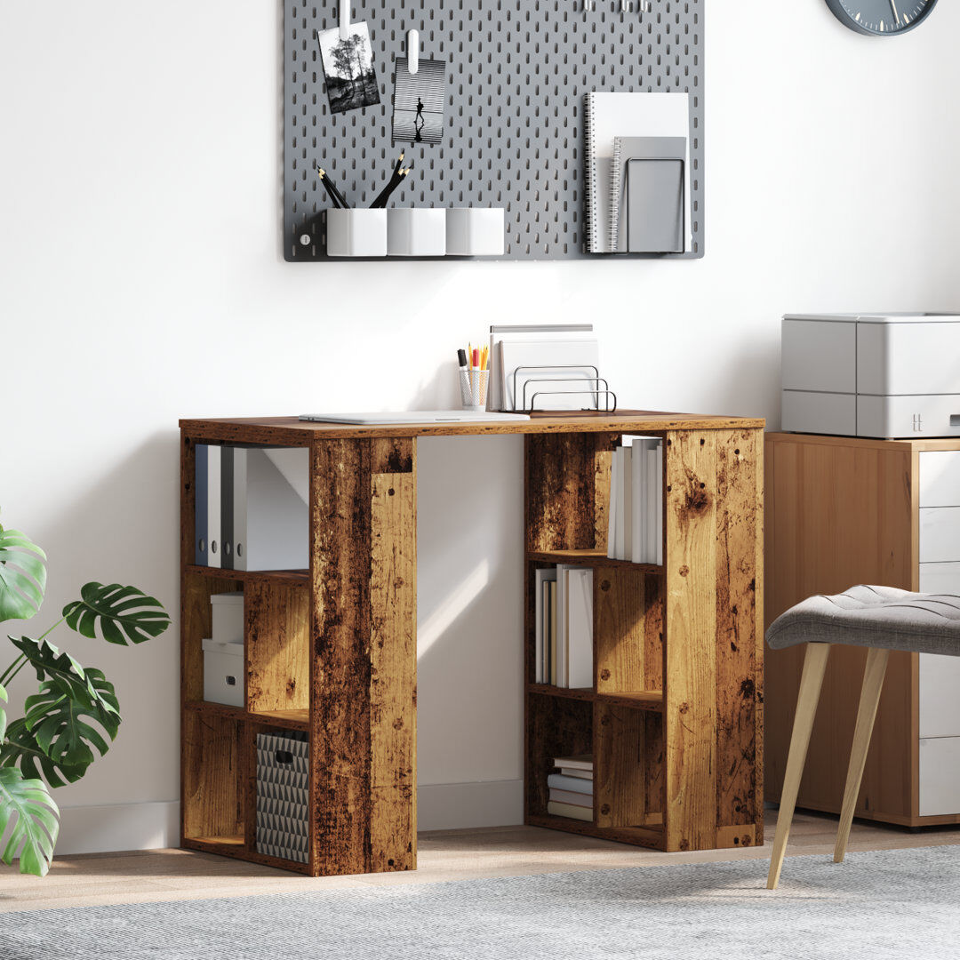 17 Stories Corner Desk MDF Medium Storage Corner Desk Old Wood 75cm H X 90cm W X 50cm D