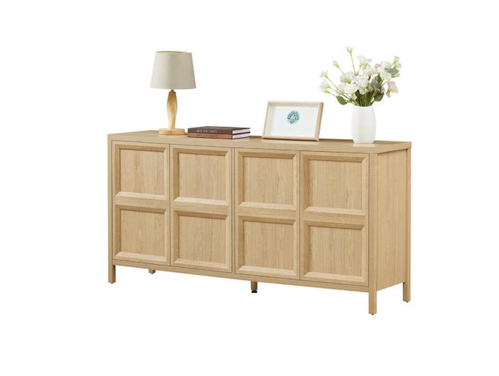 Modfu Sideboard aus MDF 160x40x80 cm Eiche mit Tip-On-Öffnung, Soft-Close und Anti-Kipp-Befestigung, Eichefarben, 160x80x40 cm, Kleinmöbel, Kommoden, Sideboards
