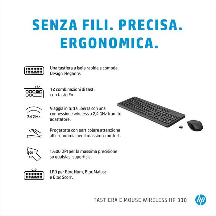 HP 330 Combo Tastiera E Mouse Wireless-nero