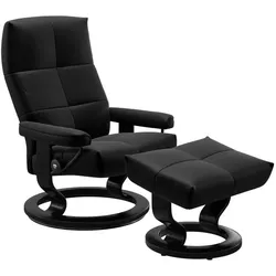 Stressless Sessel mit Hocker David Classic Leder Schwarz Batick Black L (Large)