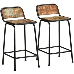 vidaXL, Barhocker, Urburum (2 Stück Recyceltes Massivholz)