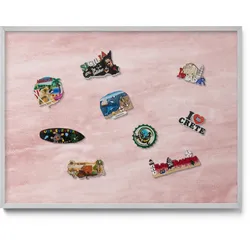 MAGNETTAFEL 80x60 cm Silberner Rahmen Pastell Felsstruktur