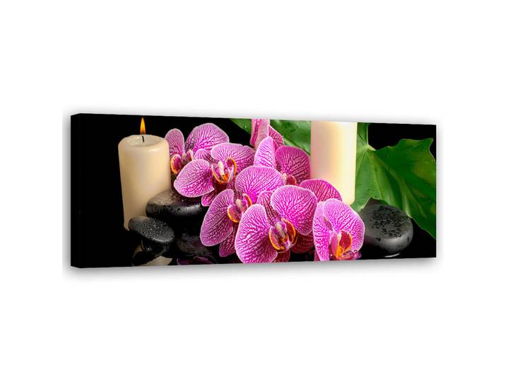 Feeby Wandbild orchidee orchidee kerzen, Lila, Orientalisch, Rechteckig, 90x30 cm, Bilder & Rahmen, Bilder, Leinwandbilder