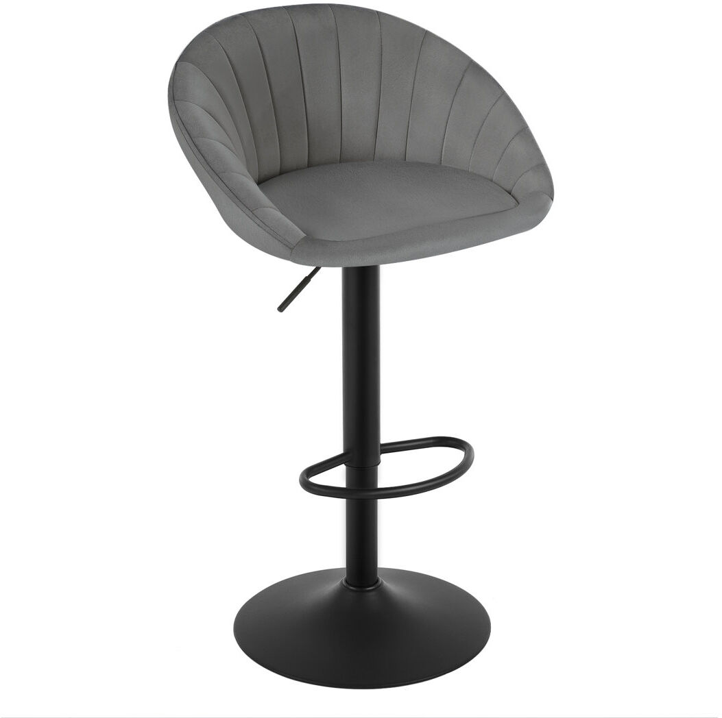 Borough Wharf Swivel Upholstered Adjustable Height Bar Stool Gray 1