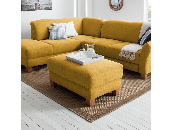 Polsterhocker Webstoff 101 x 45 x 66cm Gelb/Safrangelb