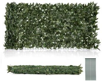 Costway Artificial Lily Leaf Privacy Fence for Garden Yard Balcony Deck