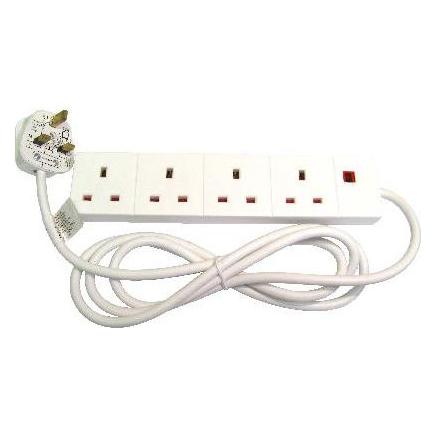 Cables Direct 4-Way Mains Exts Block 2m (2 m) (RB-02M04D)