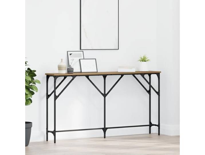 HEFZGDB Konsolentisch Artisan Eiche 140x23x75 cm Holzwerkstoff Massivholz Beistelltisch mit Metallrahmen für Wohnräume
