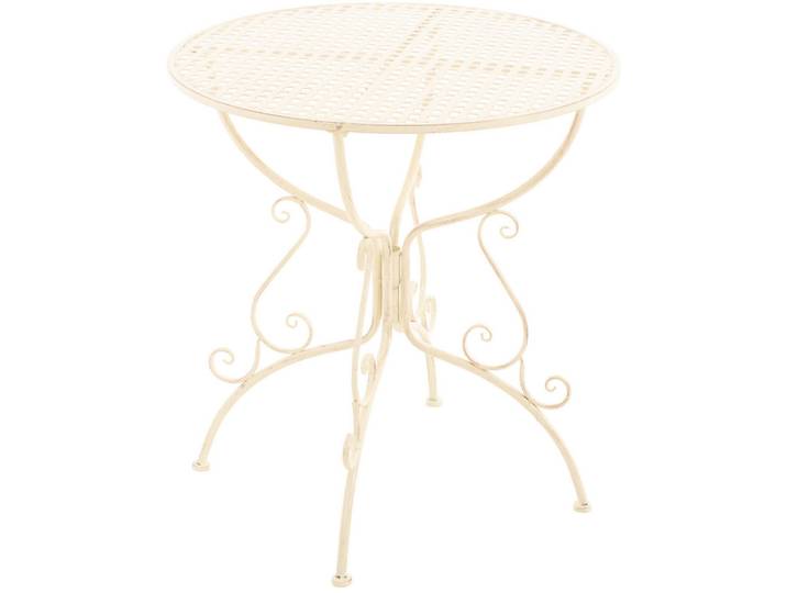 CLP Gartenbeistelltisch rund Ø70 cm Metall antik-creme, Creme, Rund, 70x74x70 cm, Gartenmöbel, Gartentische, Garten-Beistelltische