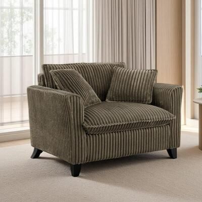 Oversized Corduroy Lazy Lounge Armchair with Ergonomic Back Support & Soft Cushioned Seat, Single Person Comfy Sofa Chair