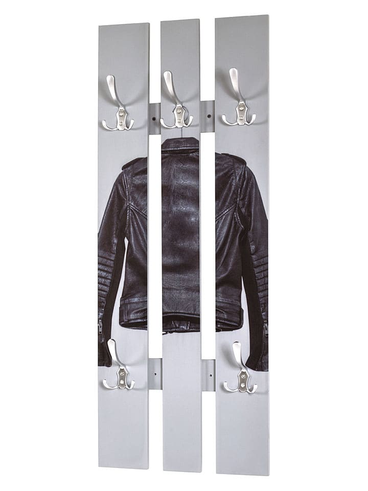 HAKU Möbel Wandgarderobe "Jacket" in Hellgrau/ Silber - (B)40 x (H)100 x (T)9 cm - onesize