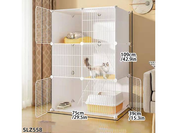 Cage à chat pour usage domestique, armoire intérieure pour chat, petite villa pour chat, espace libre avec toilettes intégrées, maison pour chat multicouche