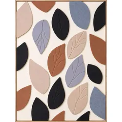 EUROART Wandbild 90 x 120 cm Soft Leaves III Naturfaser Beige