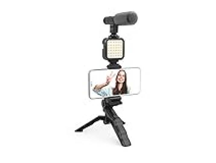 DigiPower Like ME Vlogging Kit – Compatible avec Les Smartphones et Les appareils Photo y Compris Le Micro, la lumière 36 LED et Le trépied DPS-VLG2K