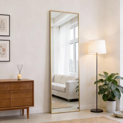 Fusion Finds Full Length Mirror Wall Mounted Over The Door Full Body Mirror With Aluminum Frame gold rectangle