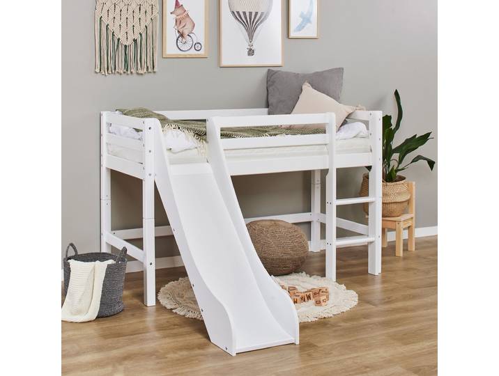 Indoor-Rutsche HOPPEKIDS ECO Dream , weiss (weiß), B:37cm H:105cm T:94,5cm, Massivholz, Rutschen, Indoor-Rutsche, Kinderbett Rutsche f. Hochbett, 2 Grössen