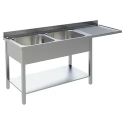 KBS Gastrotechnik Spülcenter 2 Becken links Breite 160cm