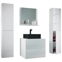 Badezimmer Lendas 5-tlg. Weiß/Schwarz