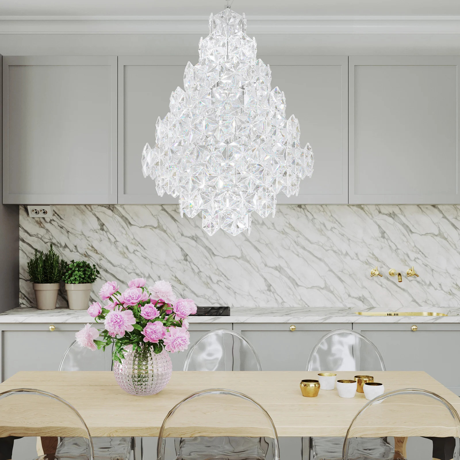 Rydéns Monarque Grande Hanglamp Chrome/Transparent Ø57 cm