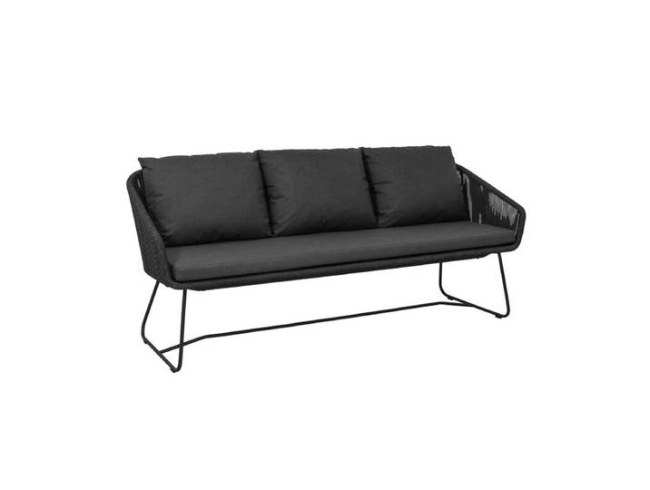CASA DOMA Ribera Diningbank Rundform, Edelstahl-Kufen - Rope anthrazit – vertikal rund Modern Country