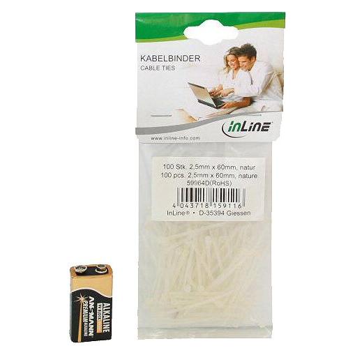 InLine Kabelbinder Natural (Packung mit 100) (Kunststoffkabelbinder, 60 mm, 100 Stk.) (59964D)