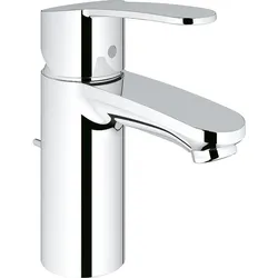 Waschtischmischer Eurostyle Cosmopolitan, 35 mm Kartusche, mit Wasserspar-Technologie (Ausführung: Waschtischmischer GROHE Serie Eurostyle Cosmopolitan verchromt Typ EcoJoy Kartusche mit Zugstangen-Ablaufgarnitur)