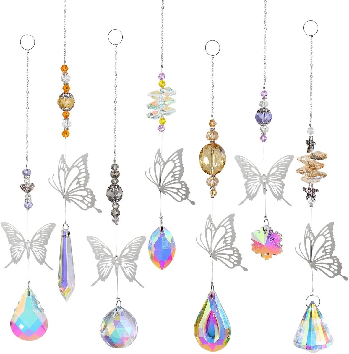 Set van 7 Crystal Vlinder Hangende Sun Catchers - Regenboog Raamdecoratie voor Thuis