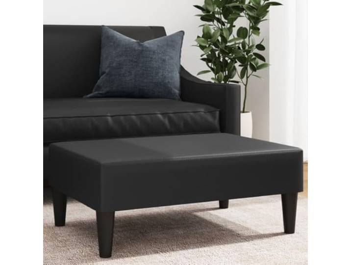 TUERYAFEK Fußhocker Schwarz 77x55x31 cm Kunstleder Stabiler Sperrholzrahmen, Schmutzabweisend, Pflegeleicht, Vielseitig für Sofa und Relaxsessel