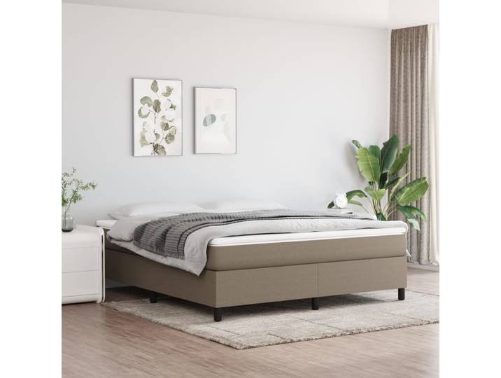 The Living Store Sommier tapissier Taupe 160x200 cm Tissu