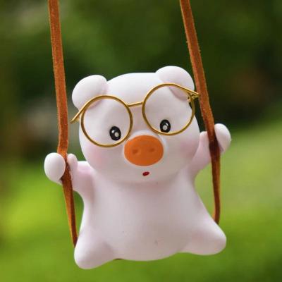 Inspired Finds Cute Pink Swing Pig Rearview Mirror Car Pendant wave Capybara