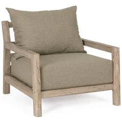 Gartensessel Maynard - recyceltes Teakholz Braun, Olefin-Stoff Grün