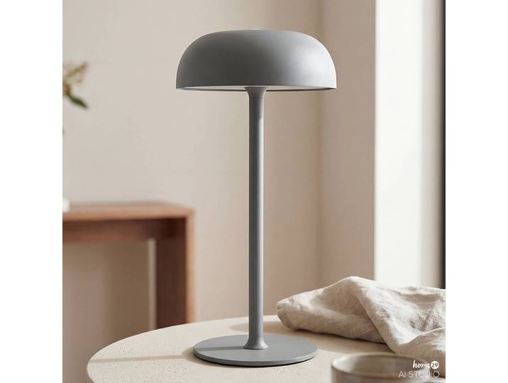 Lampe de table rechargeable MOLL 14 x 30 x 14cm Gris/Gris Fer, thermopoudré LED non-remplaçables Module LED