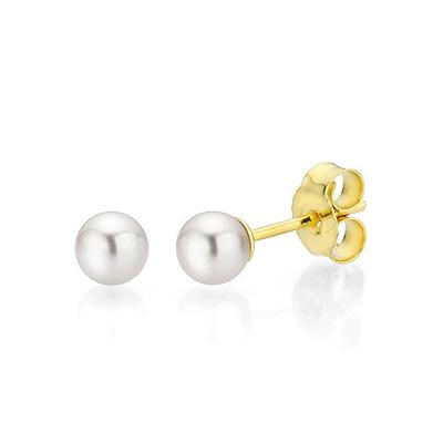 Paar Ohrstecker FIRETTI "Schmuck Geschenk Gold 375 Ohrschmuck Perle verschiedene Größen" Gr. 5, gold (gelbgoldfarben, weiß), Ohrringe, Damen, 5, Gelbgold 375 Perlen, Gelbgold 375, Perlen, Made in Germany - mit Süßwasserzuchtperle