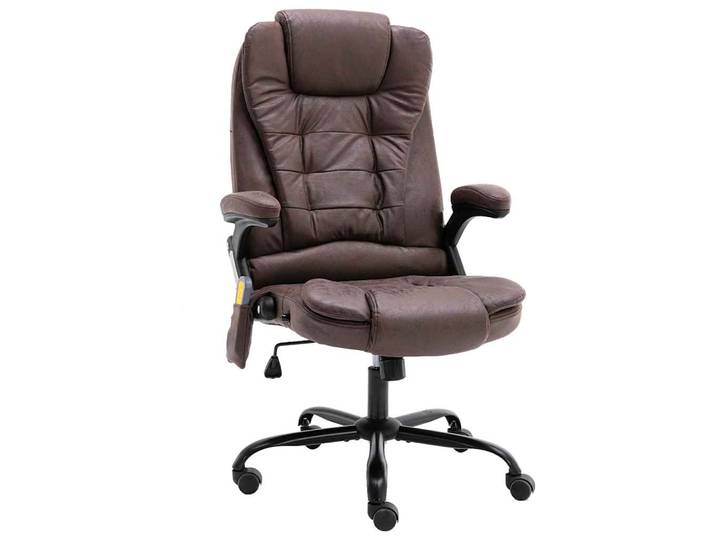 vidaXL Bürostuhl mit Massagefunktion Dunkelbraun Wildleder-Optik