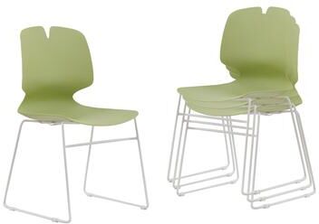 Kodotan sofa Modern Stacked Office Chairs Set of 4 in Green and Grey with Polypropylene Construction and 180KG Load Capacity