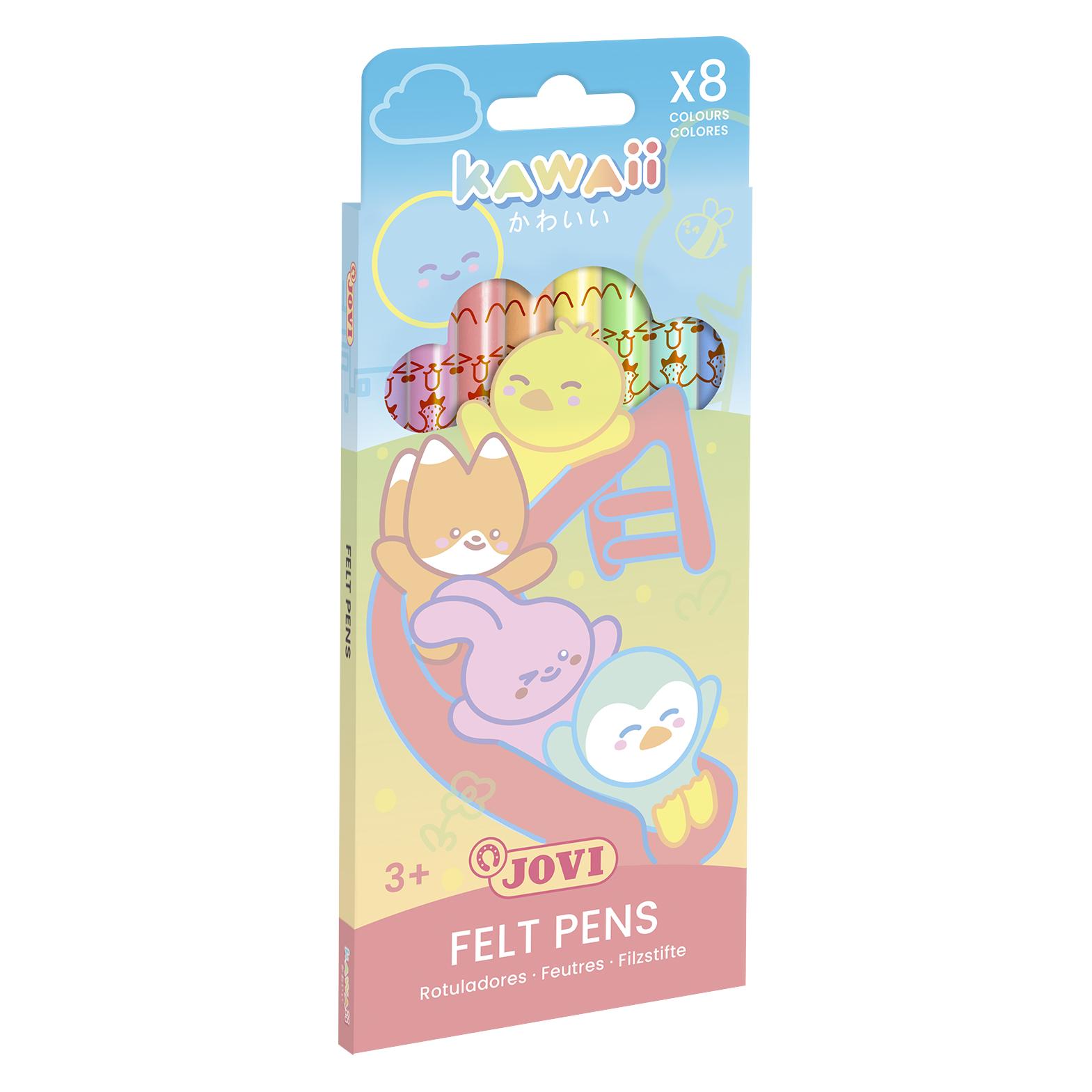 Jovi Faserschreiber ergonomic Kawaii 8er Schachtel, farbig sortiert (8x) (KW1608P-JV)