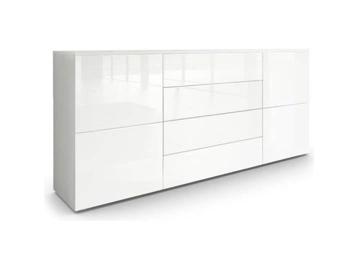 Vladon Buffet dressoir Rova en Blanc mat - Blanc haute brillance - Blanc haute brillance