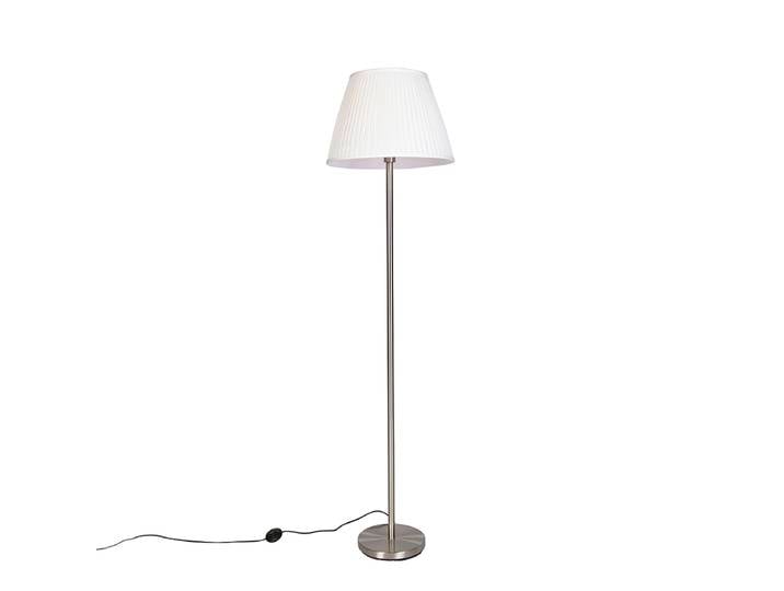 Lampadaire moderne en acier avec abat-jour plissé blanc 45 cm -