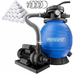 Monzana Sandfilteranlage 109574, Manometer, 400 W, 10.200 l/h, Pools bis 35.000 Liter, Schlauchanschluß Ø 32mm, 7-Wege-Ventil