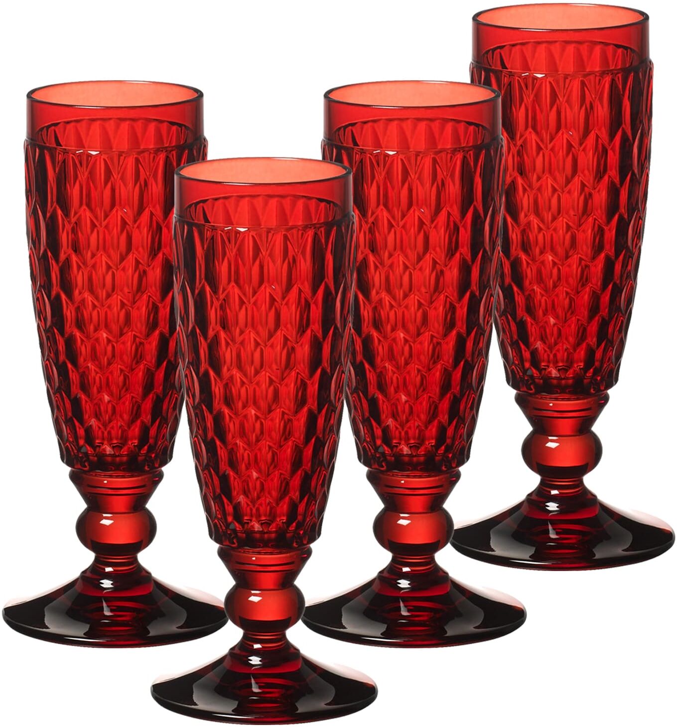 Sektglas VILLEROY & BOCH "Sektgläser Boston Coloured 145 ml 4er Set", rot, Glas, Trinkgefäße, Sektglas
