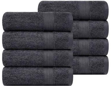 Ample Decor Cotton Plush Thick Spa Quality Hand Towels 18x28 Inch - 8 Pcs