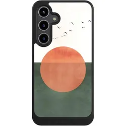 Nivocase Hülle für Samsung Galaxy S24+ Handyhülle NIVOcore Case Schwarz Sonnenschein Sonnenuntergang Vogel (Samsung Galaxy S24+), Smartphone Hülle, Schwarz