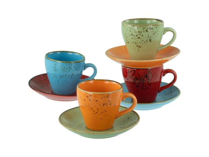 Creatable Kaffeebecherset Nature Collection, Mehrfarbig, Keramik, 4-teilig, Geschirr, Tassen, Tassen Sets