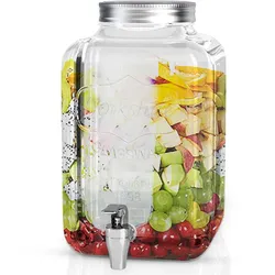 Intirilife Getränkespender 4 Liter aus Glas mit Zapfhahn - 16 x 25.5 cm - Wasserspender Saftspender Limonadenspender Glasbehälter für Getränke