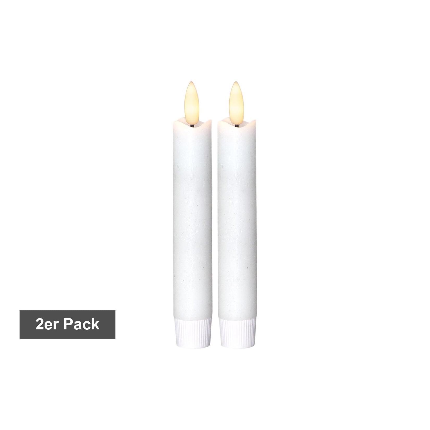 Star Trading LED Stabkerzen Echtwachs 2er Set – Flackernde LED Kerzen mit Timer 6/18h , warmweiß , 15x2 cm , Wohn Deko