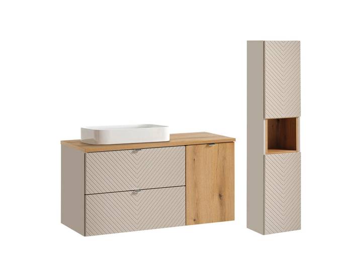 Petits-meubles Badmöbel 120.4cm Manoa 2er-Set Kaschmir, Holzwerkstoff, 120.4x59x40 cm, Badezimmer, Badmöbelsets & -serien, Badmöbelset