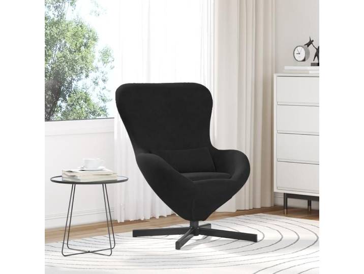 Fauteuil - Œuf en Velours Noir - 1 place - Déhoussable - Design Contemporain