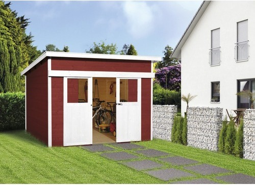 Schiebetürhaus weka Lugano 1 mit Fußboden 315 x 249 cm schwedischrot